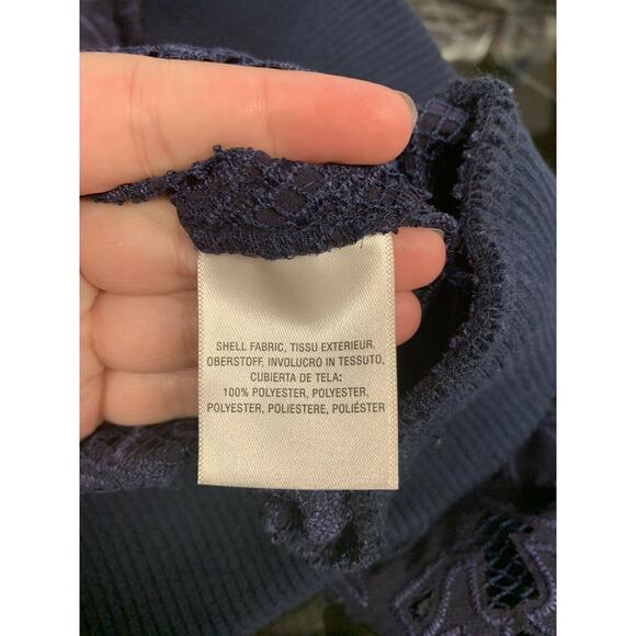 Anthropologie Elevenses Blue Semi-Sheer Miranda Lace Bomber Womens Size L - Picture 8 of 8